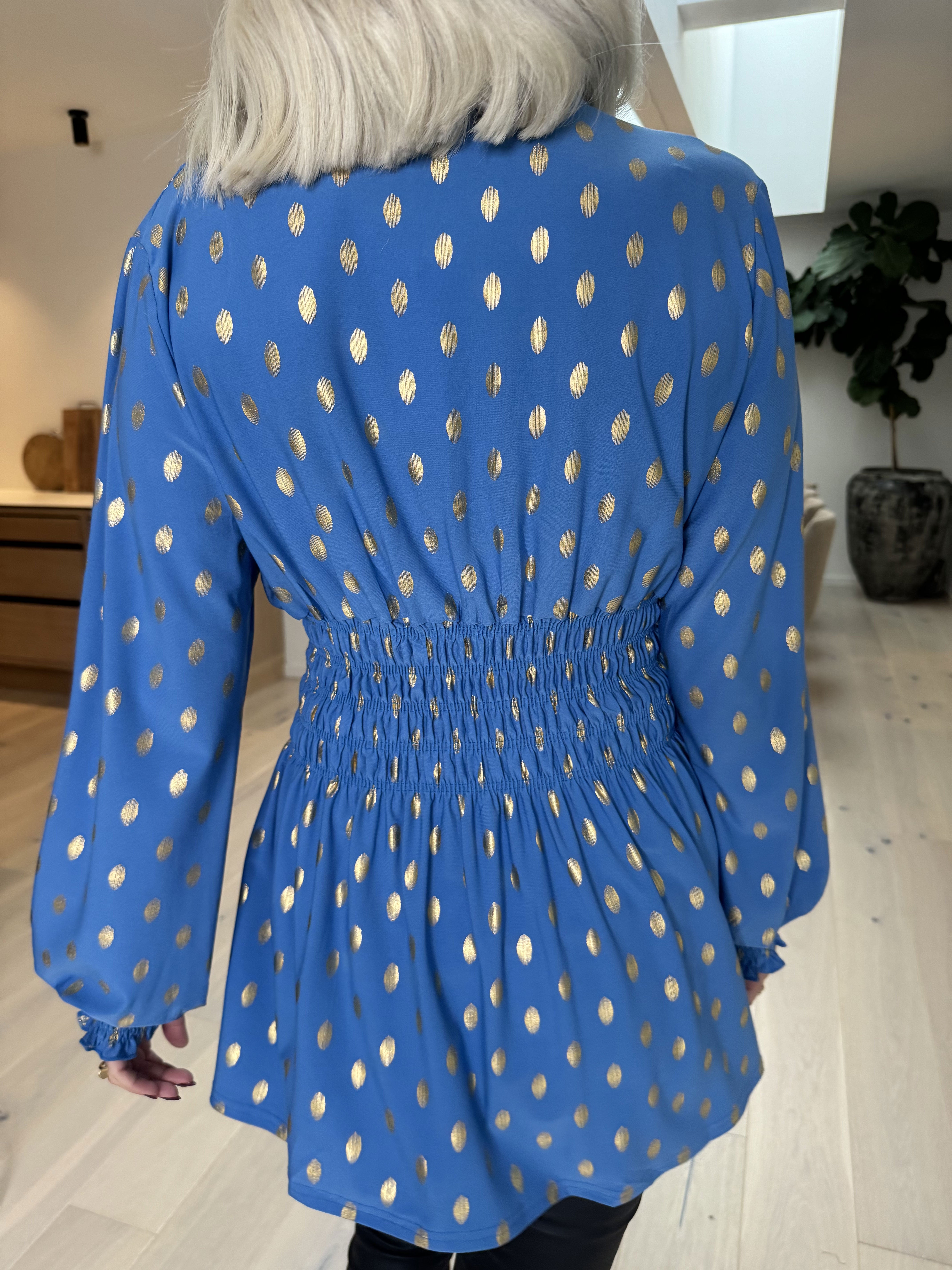 Pams Gold Dot Shirt L/S - Elastisk bluse i krølfrit stof